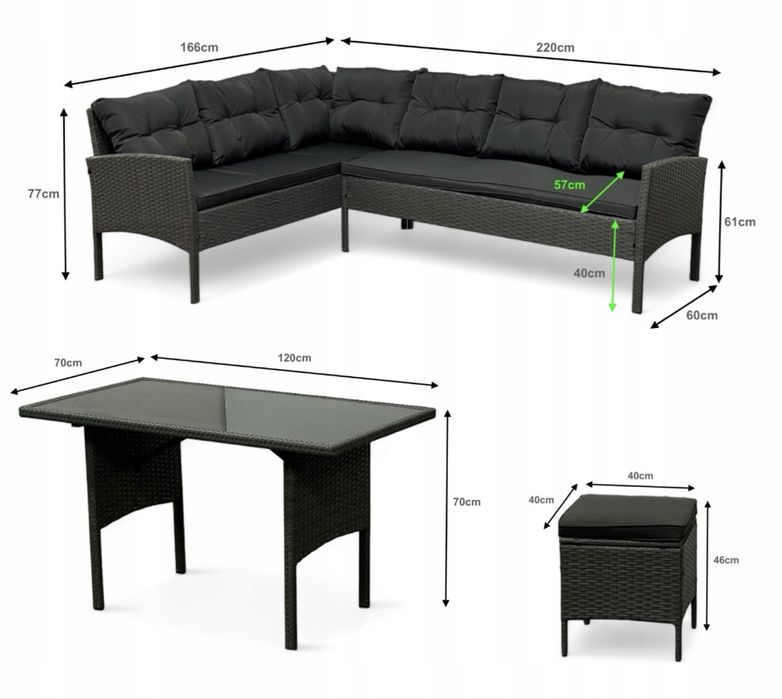 Zestaw meble NAROŻNIK ogrodowy technorattan narożnik