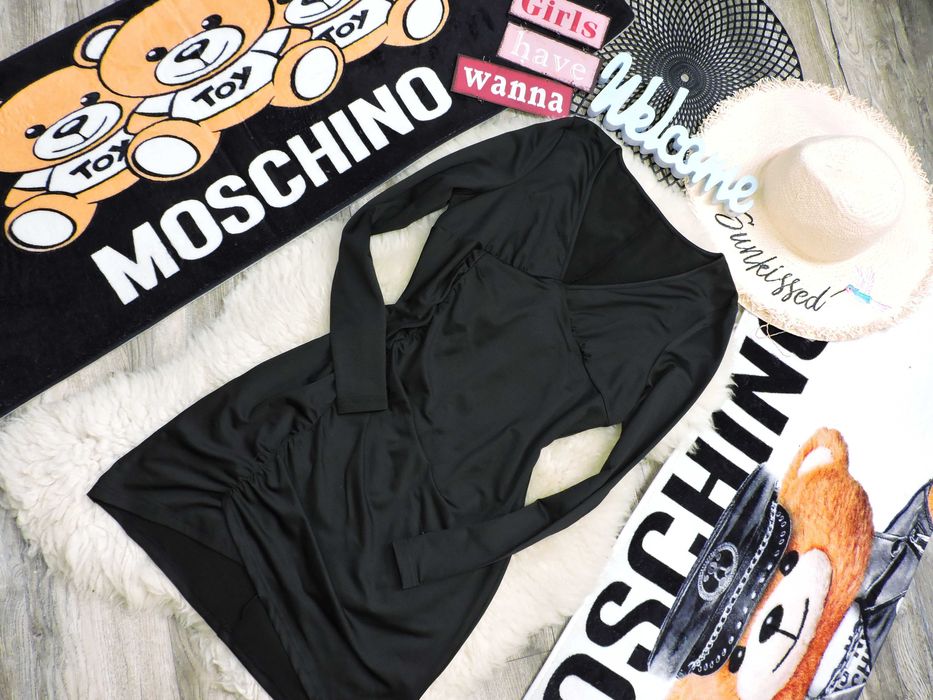Fashion Czarna sukienka marszczenia  L