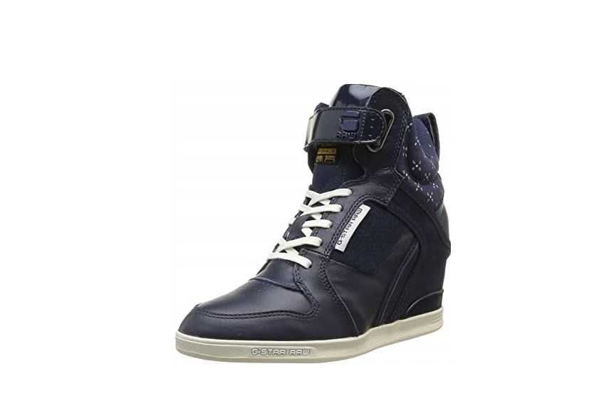 36 G-Star Raw Belle Wedge granatowe botki buty skórzane na koturnie