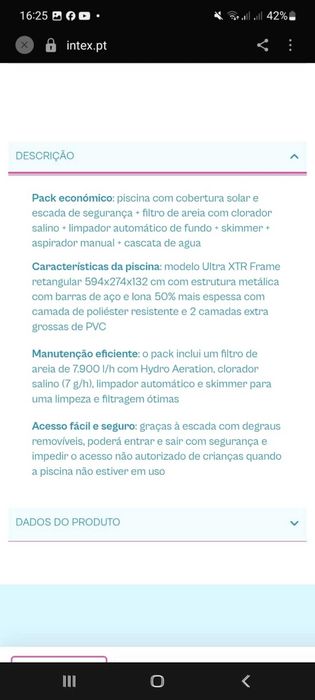 Piscina intex esgotada no site + acessorios