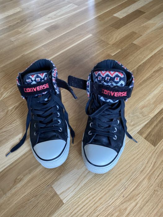 Trampki Converse, roz. 40, czrne+ wstawki wełniane.