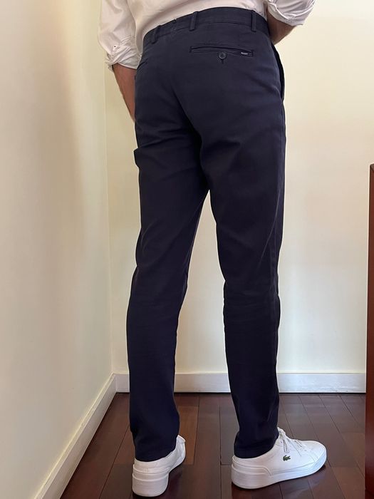 Calças Chino Hackett Kensington Slim Azuis Escuras (Tamanho 30)