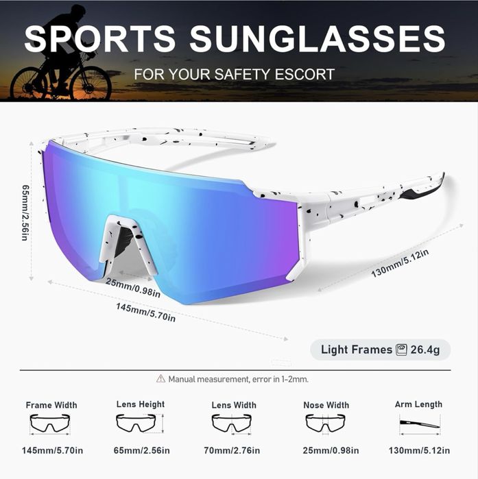 Óculos de Sol Desportivos Suoso (novos na caixa)