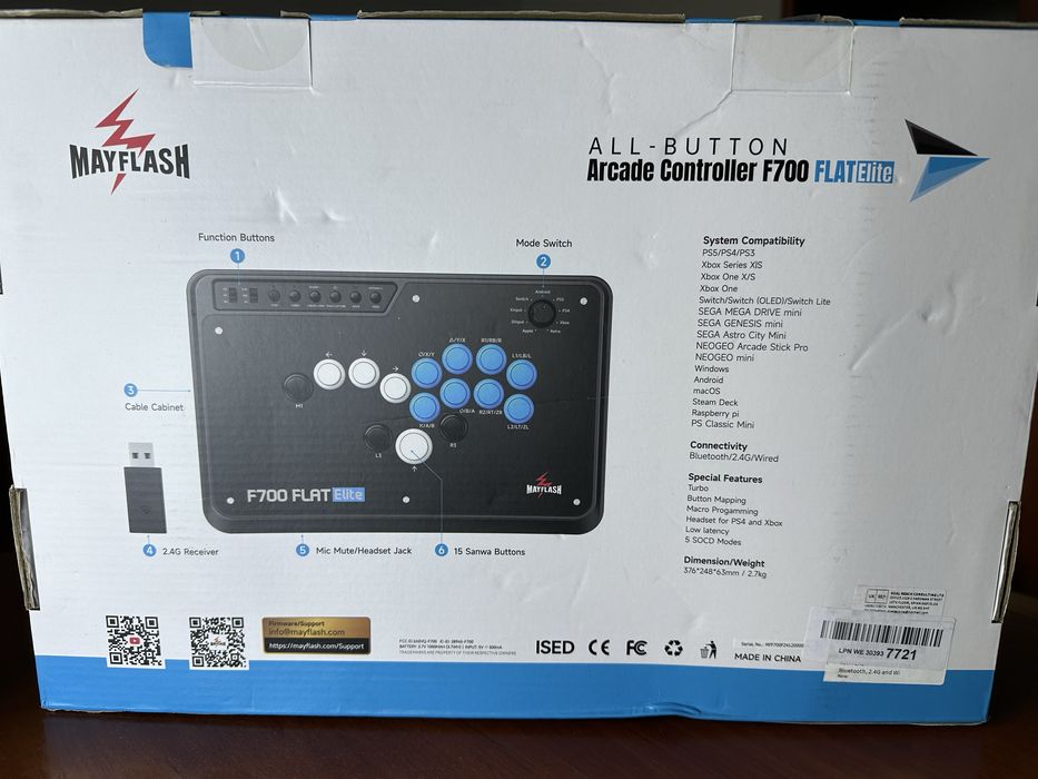 Бездротовий аркадний контролер Mayflash F700 FLAT Elite.