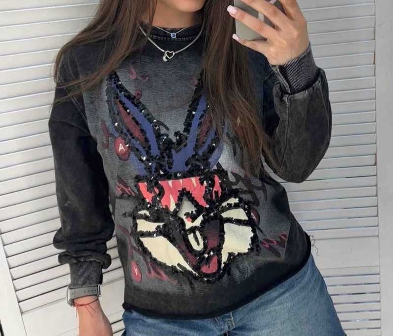 Світшот заєць з паєтками