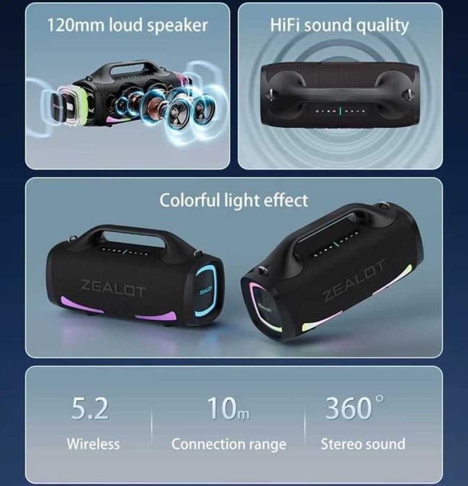 ZEALOT S79 głośnik Bluetooth 100W - 24000mAh - Nowy