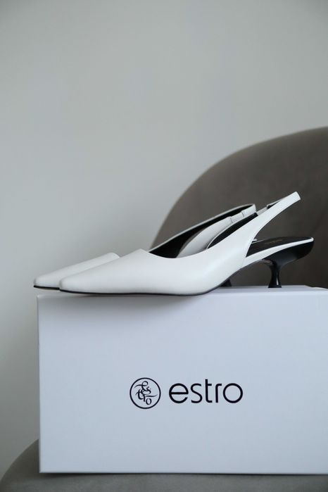 Білі жіночі туфлі (слінгбеки) Estro, 37 розмір