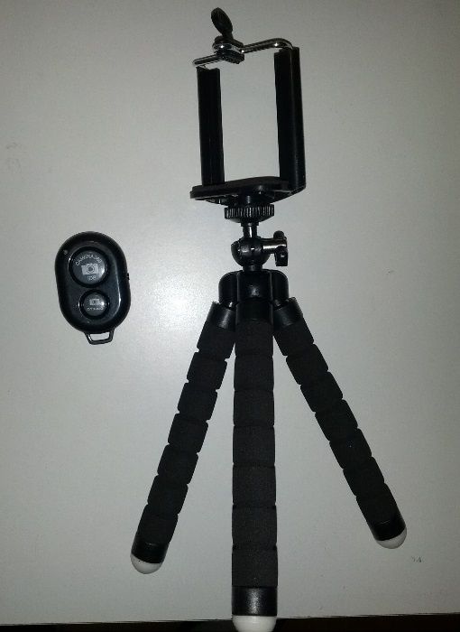 Tripé maniavel para telemovel com controle remoto bluetooth