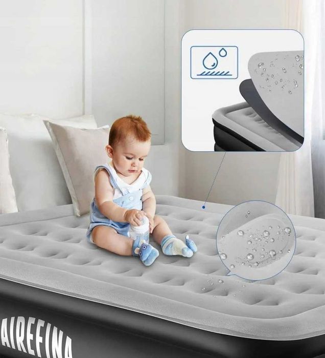 Materac dwuosobowy Airefina 203 x 152 x46 Samopompujący Łóżko Dmuchane