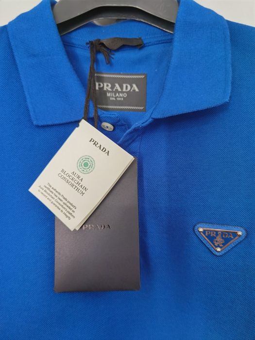 Prada koszulka polo chabrowa