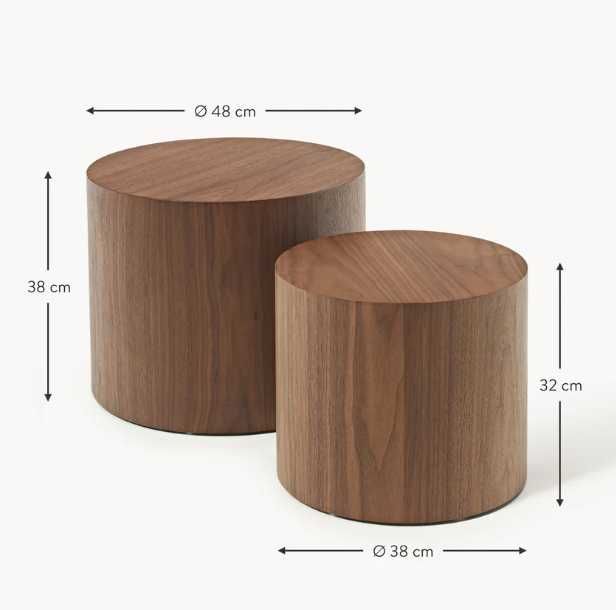 Westwing komplet dwóch stolików kawowych Dan orzech brązowe 2 elementy