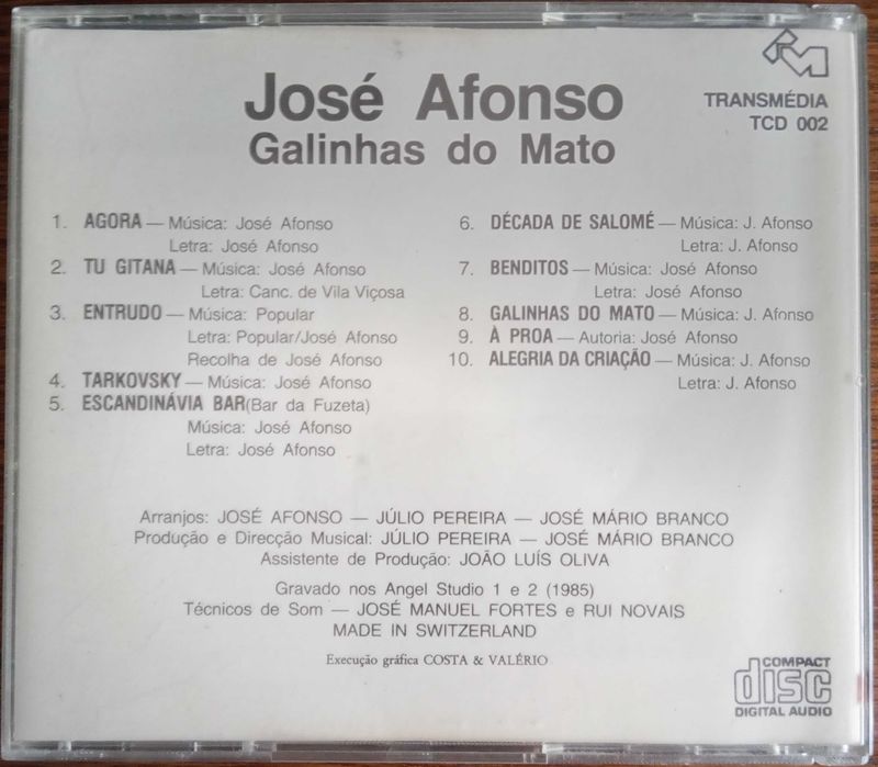 José Afonso	- - - - -		Galinhas do Mato	- - - - -	CD