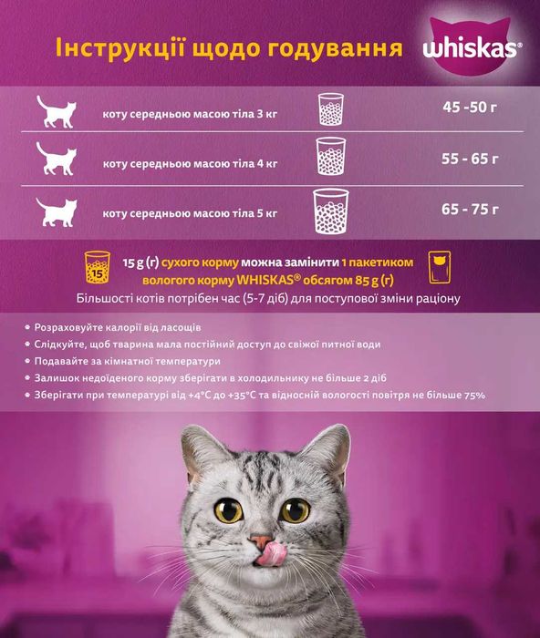 Whiskas Сухий корм для кішок смачні подушечки 14 кг Віскас