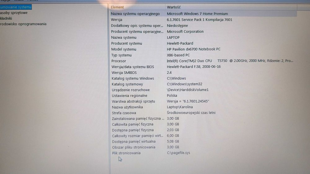 Hp Pavilion DV6700 Notebook PC + torba, pilot, zasilacz stan b.dobry