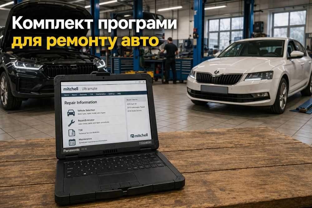 Комплект програми для ремонту авто — Panasonic + Mitchell Ultramate + TecDoc — Каталоги, норми часу, схеми — Питай що треба