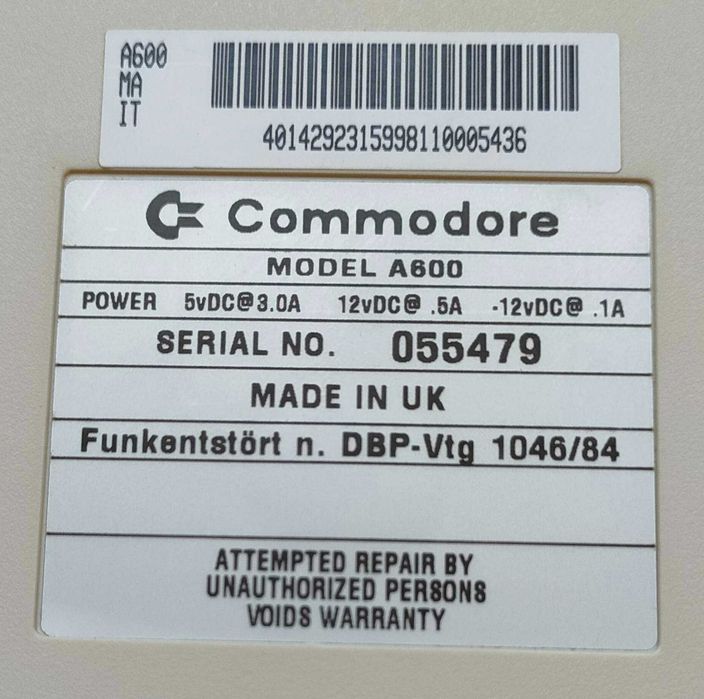 A600 cf amiga rev pcb 1.5 ver uk box 100% oki commodore oryginał retro