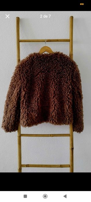 Casaco Bershka  Efeito Pêlo Castanhk