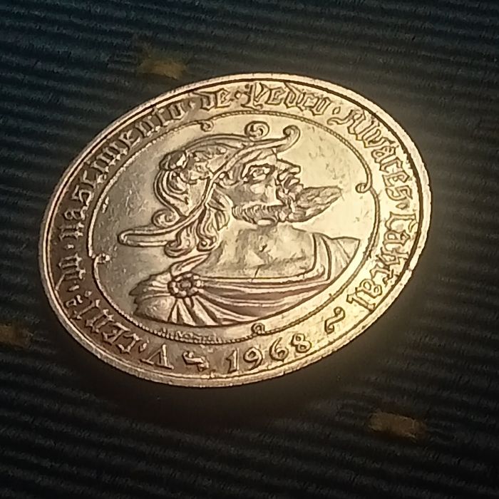 moeda 50.00 escudos prata pedro alvarez cabral