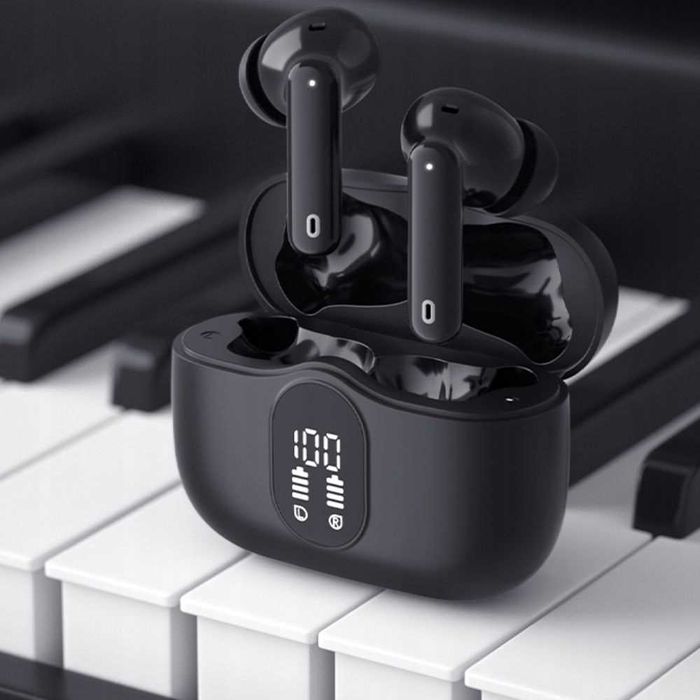 Słuchawki Bezprzewodowe Czarne Manta Rytmo Pro Anc Enc Tws Douszne