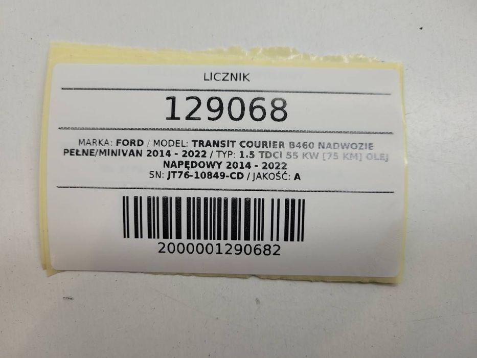 LICZNIK ZEGARY FORD TRANSIT COURIER B460 1.5 TDCI 75KM JT76-10849
