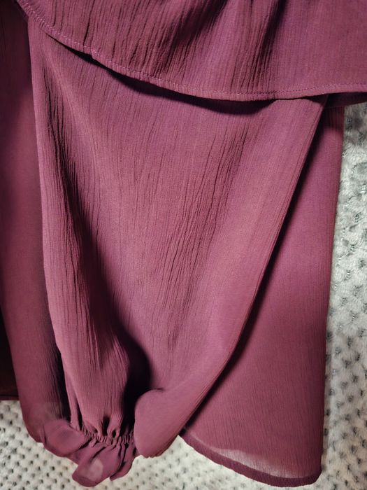 Elegancka bluzka Cubus, kolor burgundowy, r. 36 (S), falbany