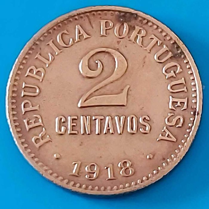 2 Centavos de 1918, Republica Portuguesa Rara