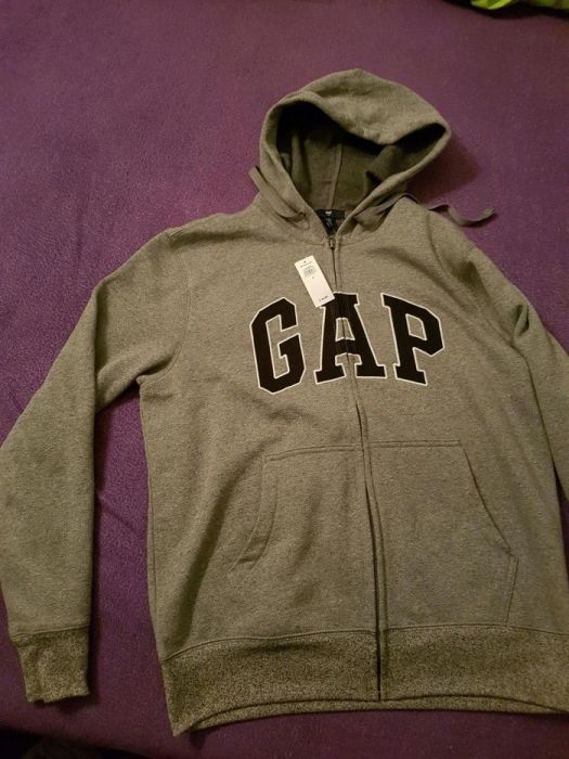 Szara bluza zapinana z kapturem roz S
