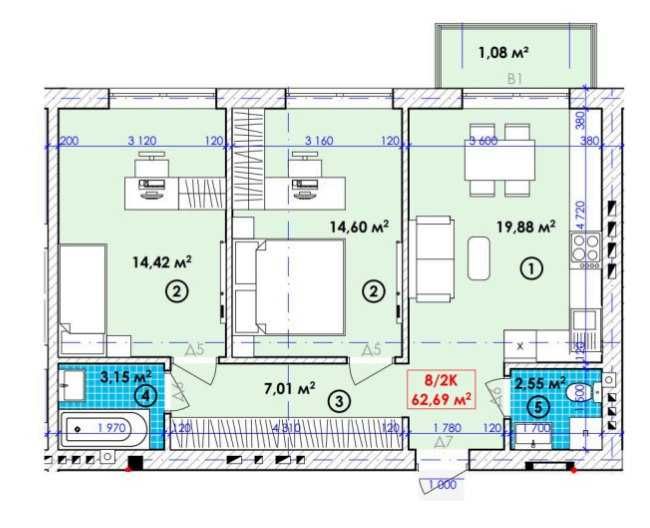 Продаж 2 кім кв 62,69 м2, Богородчани, ВИГІДНЕ розтермінування