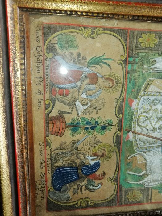 19-sto wieczny obraz religijny kolażowy