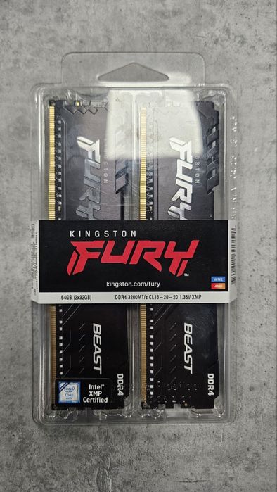 Оперативна память Kingston Fury Beast DDR4 64GB 3200MHz, 60м гарантія