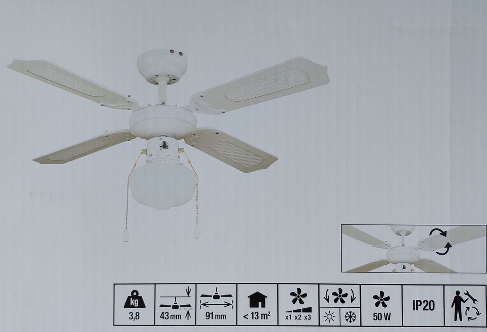 Lampa wisząca sufitowa z wentylatorem  E-27