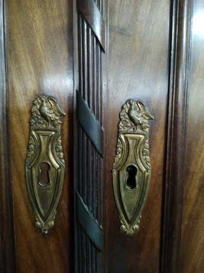 Kredens sekretera Biedermeier antyk drewniany okucia XIX wiek FV DOWÓZ