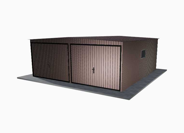 Garaż blaszany 6x6 Brązowy połysk (RAL8017) - podwyższany