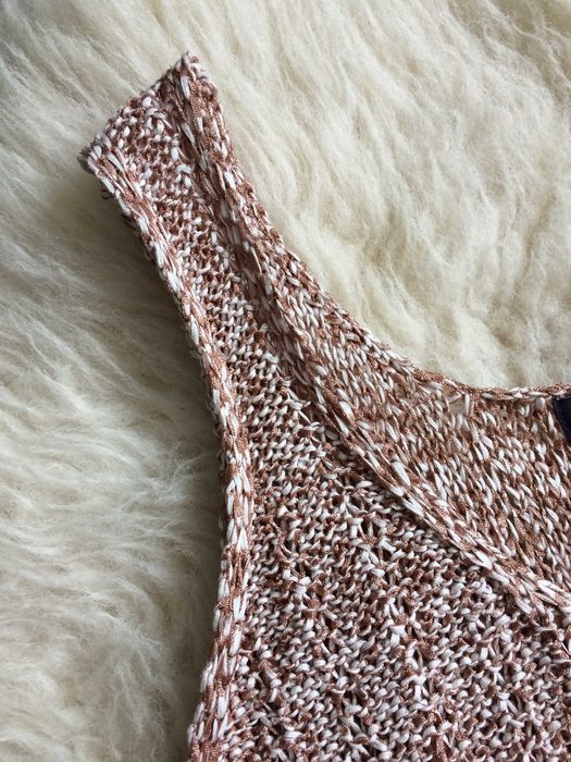 M&S top beżowy brązowy melanż dzianinowy długi oversize boho 3XL 46