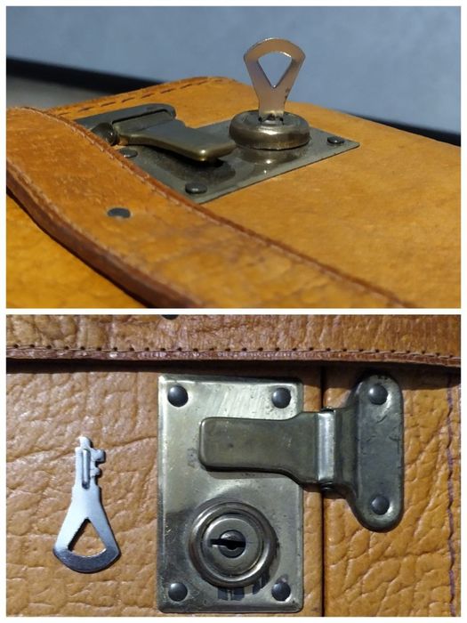 Чемодан кожаный рыжий