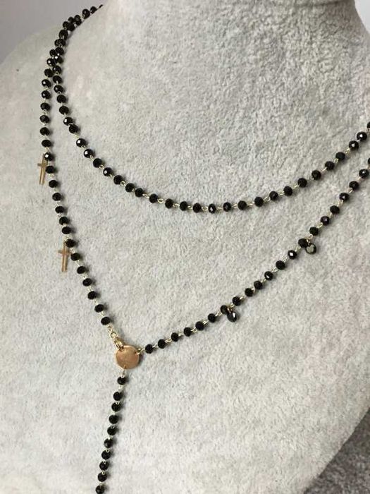 Celebrytka Stal Różaniec Krzyż Krzyżyk