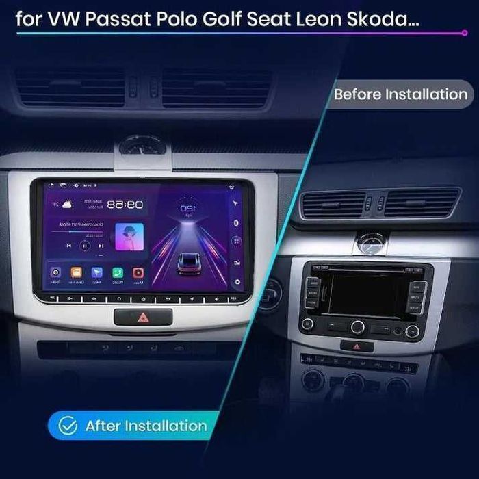 VW Passat B7 CC Tiguan Golf – Radio Android 15 9" CarPlay Android Auto 4GB/64GB GPS Nawigacja Stacja Multimedialna WiFi Bluetooth DSP 4G LTE PL