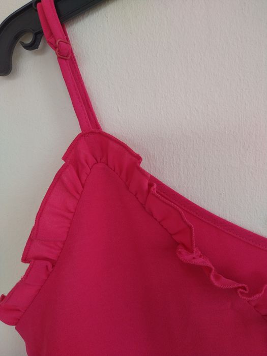 Top Romântico Fúchsia / Rosa Choque com Folhos,  Estilo Fluído - Shein - Tamanho M