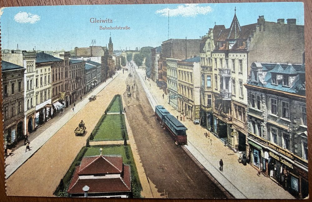 Pocztówka Gleiwitz Gliwice Banhofstrasse Dworcowa