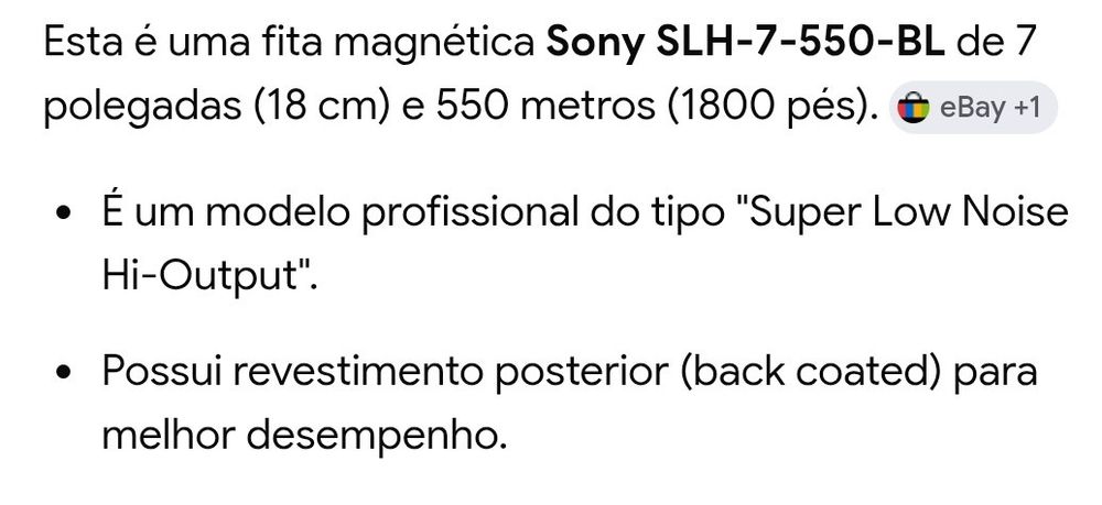 Tapes Sony 18cm SLH para reel to reel high fidelity