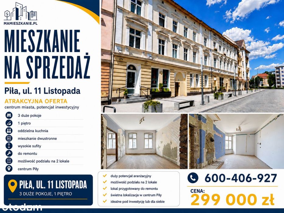 80,87 m² w centrum Piły – idealne pod inwestycję
