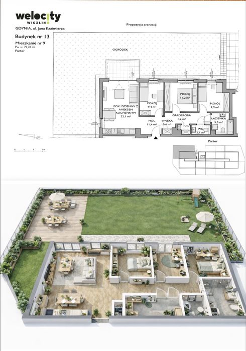 Mieszkanie 4 pok. 76 m²+ogródek+miejsce garaż /Gdynia Welocity Wiczlin - View 2