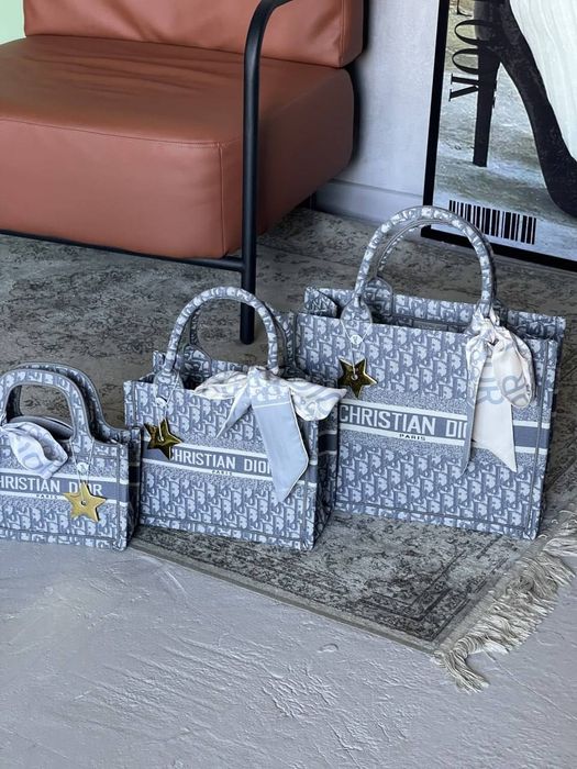Сумка Dior шопер тканевий в 3-х розмірах
