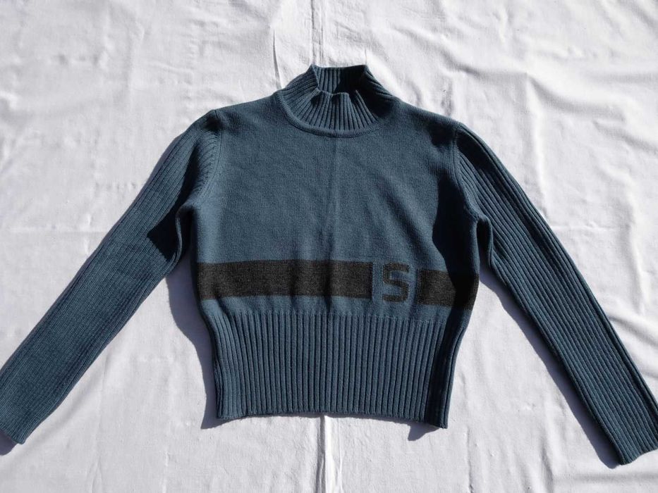 Sisley Ciepły Półgolf sweter Wełna 60% 36 38