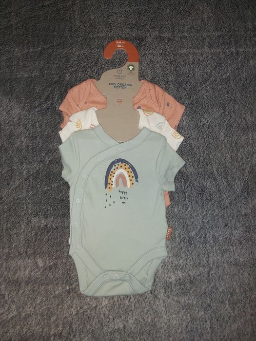 Primark body 3 sztuki 100% organic Cotton 68cm 74 cm 80 cm