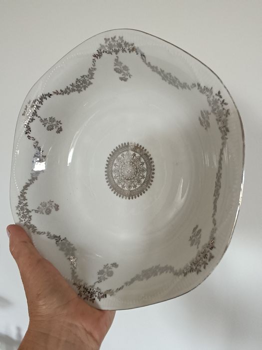 Porcelanowe srebrzone salaterki