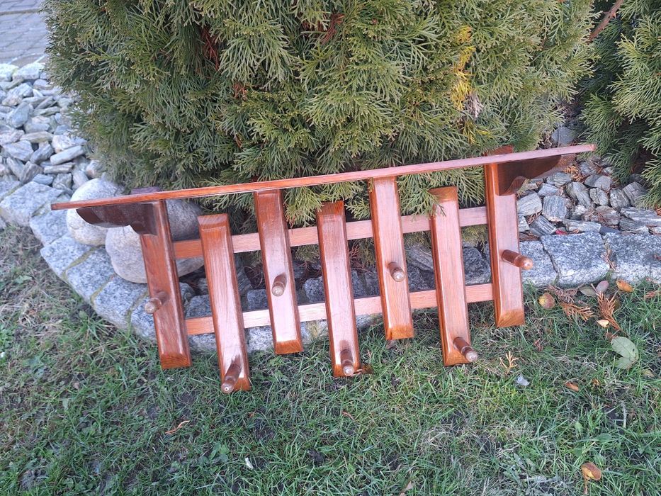 Wieszak drewniany ścienny retro vintage