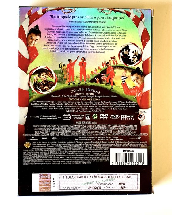 Dvd Charlie e a Fábrica de Chocolate,Tim Burton Ed. especial 2discos