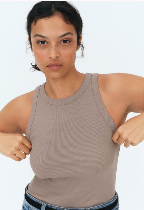 Базовий топ h&m в рубчик база майка