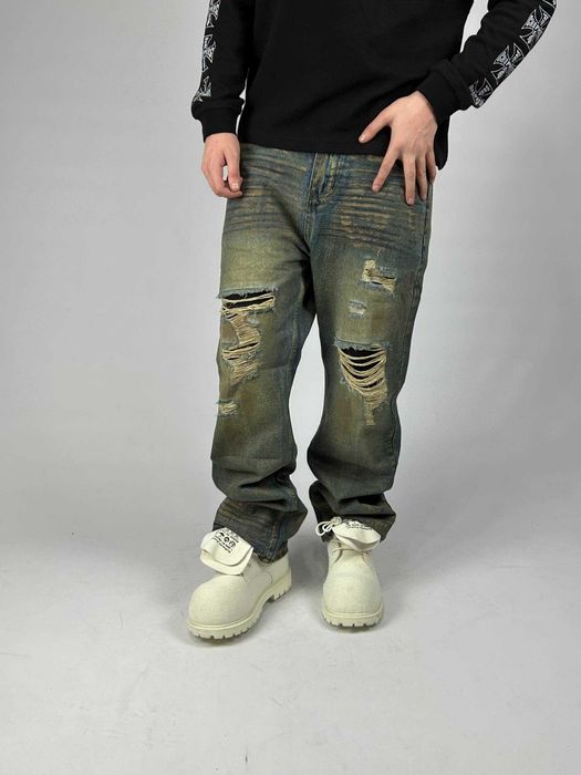 Джинси сині baggy faded jeans archive opium distressed джинсы
